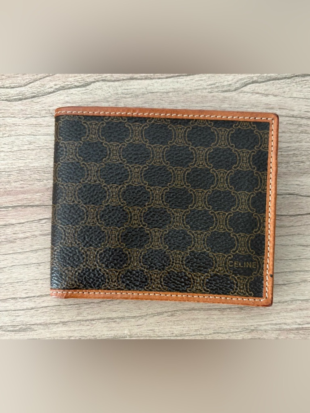 Celine Brown & Tan Monogram Card Wallet